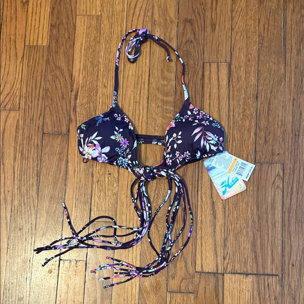 Hobie Purple Floral Bikini Top Small